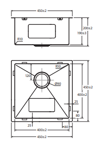 Hana 32L Single Kitchen Sink, Stainless Steel