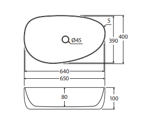 Pebble Large Above Counter Basin, Matte White