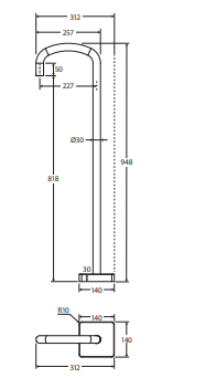 Tono Floor Mounted Bath Outlet, Chrome
