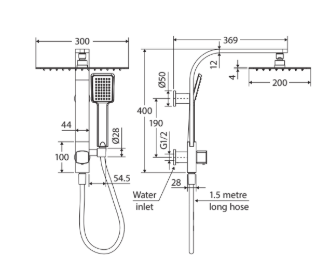 Koko Twin Half-Rail Shower