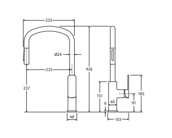 Tono Pull Out Sink Mixer Chrome Lead Free Sus304