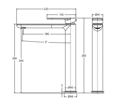 Empire Slim Cold Start Tall Basin Mixer, Brushed Nickel