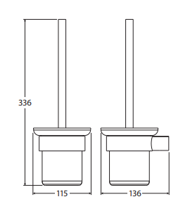 Empire Slim Toilet Brush & Holder, Urban Brass