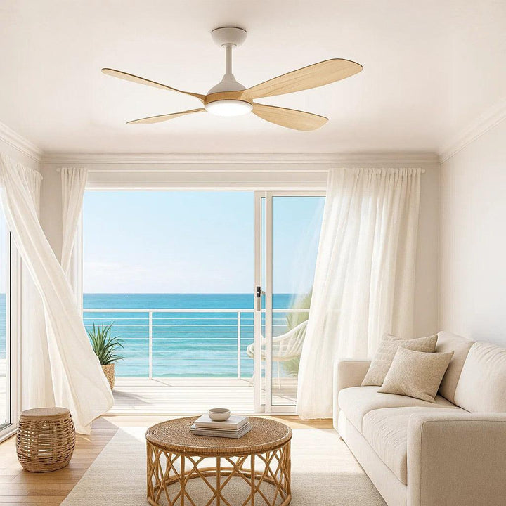 50" Hampton Smart WIFI DC Ceiling Fan Black, White, White/Oak with Light MHDC1343 Martec Lighting