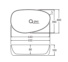 Pebble Large Above Counter Basin, Matte Black