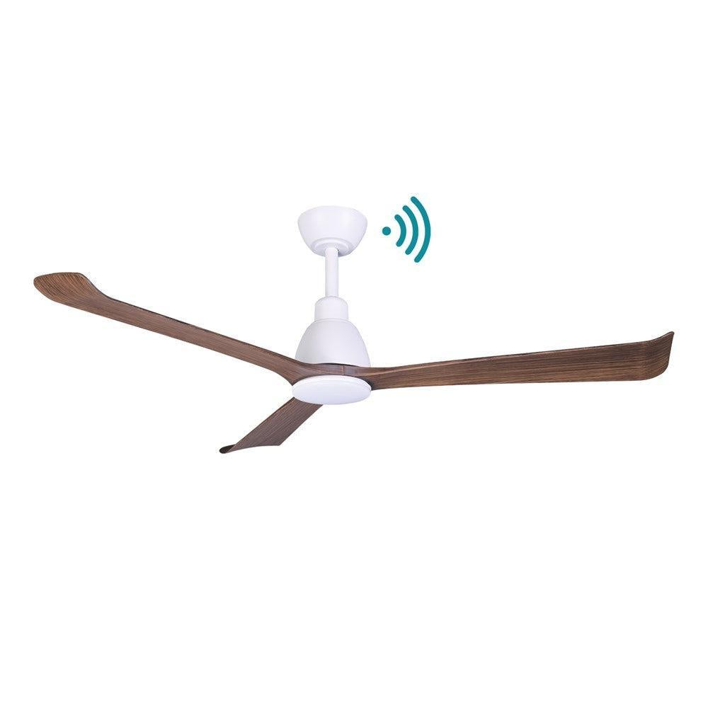 52" Polo DC Ceiling Fan Matt White, Matt White/Walnut, Nickel/Driftwood with Light MDCP1333 Martec Lighting