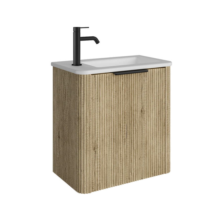 Minka Mini 550 Wall-Hung Vanity Left Hand Tap Scandi Oak – Pilbara Bathroom Warehouse Perth and regional Western Australia