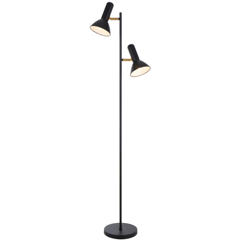 Hyvik Floor Lamp 2Lt in Black, Brass, Nickel or White