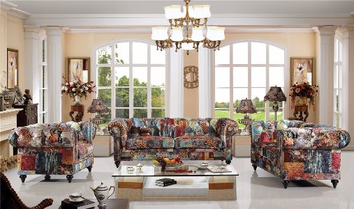 Chesterfield 2 Seater Lounge Digital Print Patchwork