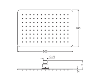 Koko Rectangular Shower Head, Brushed Nickel