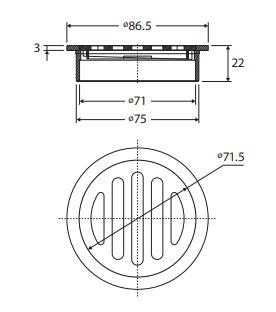 Round Floor Waste, Round Grate, 80mm Outlet