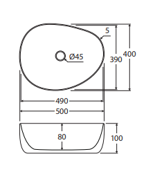 Pebble Medium Above Counter Basin, Matte Black