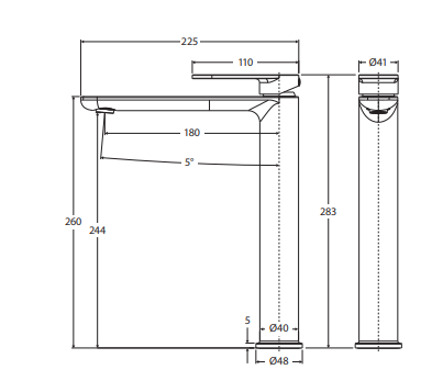 Empire Slim Cold Start Tall Basin Mixer, Matte Black