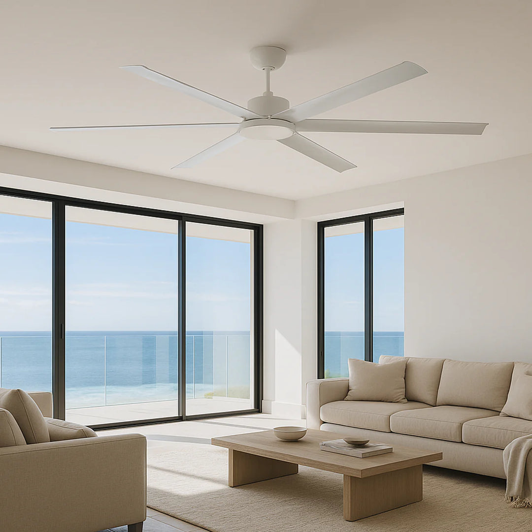 84" Albatross DC Ceiling Fan Matt Black, White, Brushed Nickel MAFMXR+MAF210X Martec Lighting