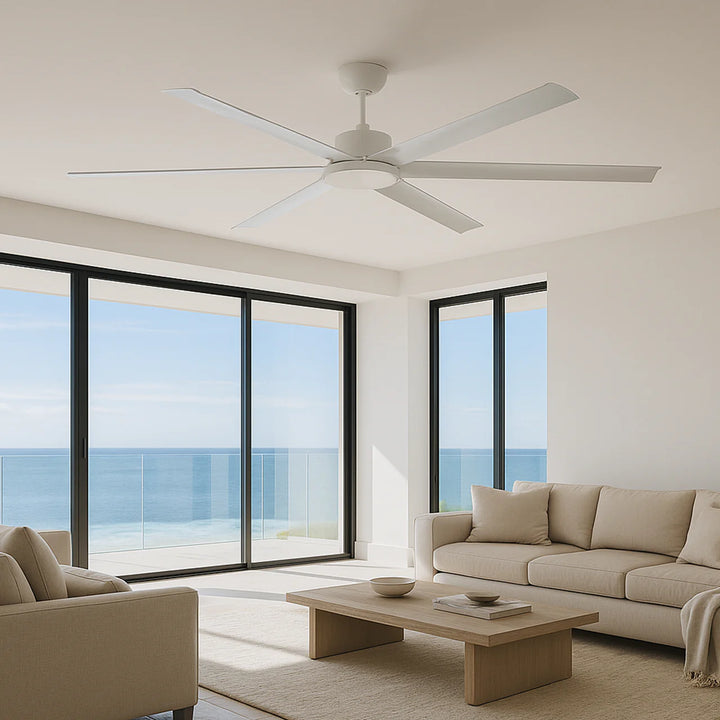 84" Albatross DC Ceiling Fan Matt Black, White, Brushed Nickel MAFMXR+MAF210X Martec Lighting