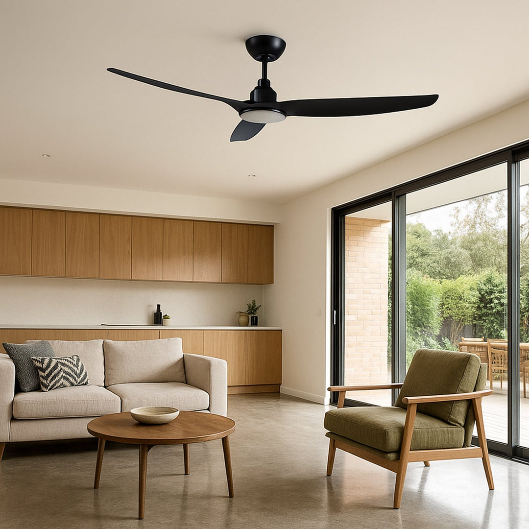 60" Skyfan DC Ceiling Fan Black, White, Teak, Light Oak with Light SKY1503-L Ventair