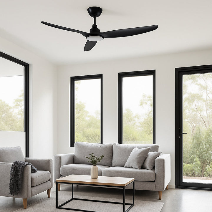 60" Skyfan DC Ceiling Fan Black, White, Teak, Light Oak with Light SKY1503-L Ventair