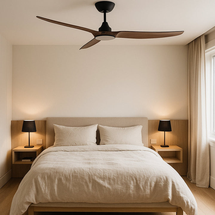 60" Skyfan DC Ceiling Fan Black, White, Teak, Light Oak with Light SKY1503-L Ventair