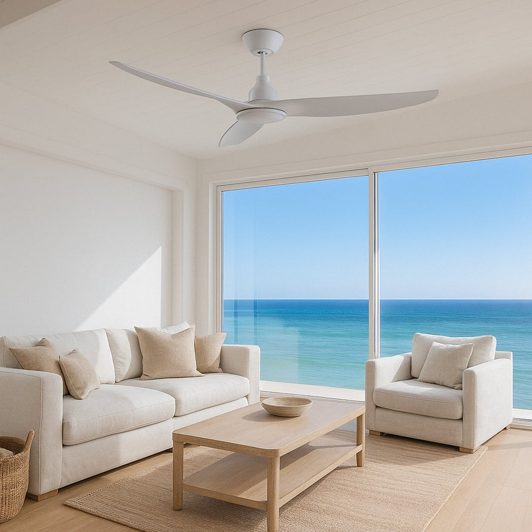 60" Skyfan DC Ceiling Fan Black, White, Teak, Light Oak with Light SKY1503-L Ventair