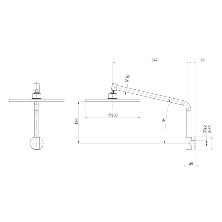 Ormond High-Rise Shower Arm & Rose
