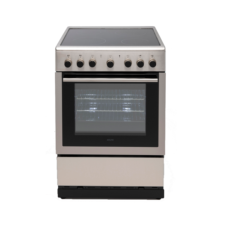 60cm Freestanding Oven, Stainless Steel, 9 Function Electric Oven 120 minute Auto-Stop Timer, 4 x Zone Electric Ceran Glass Cooktop Bottom Storage Compartment | Pilbara Bathroom Warehouse - Perth, Western Australia
