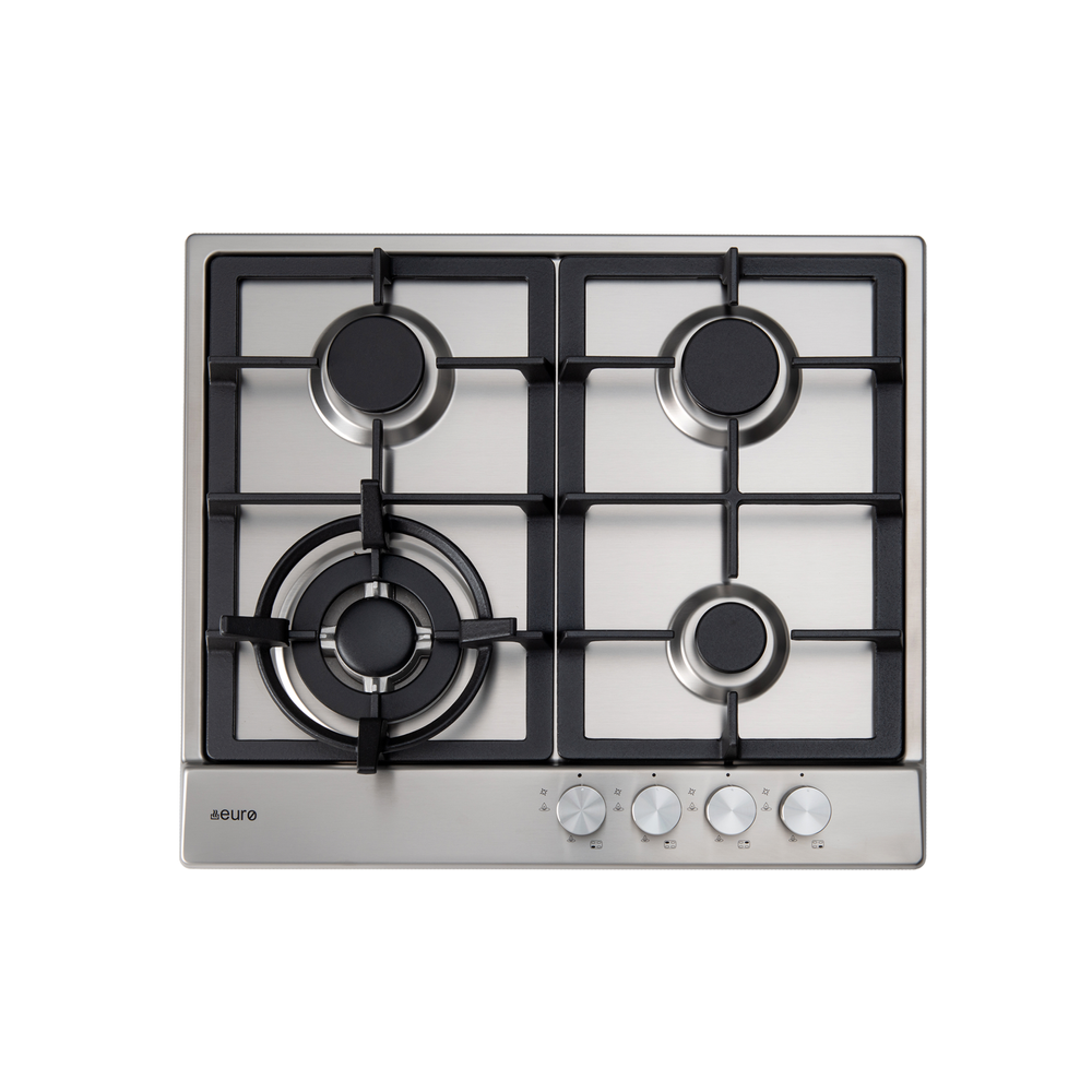 60cm 4 Burner Gas Cooktop + Wok burner + Cast + Front knobs + FFD | Pilbara Bathroom Warehouse - Perth, Western Australia