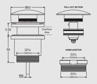 Universal Pop-Up / Pull-Out Basin Waste, Warm Grey Concrete