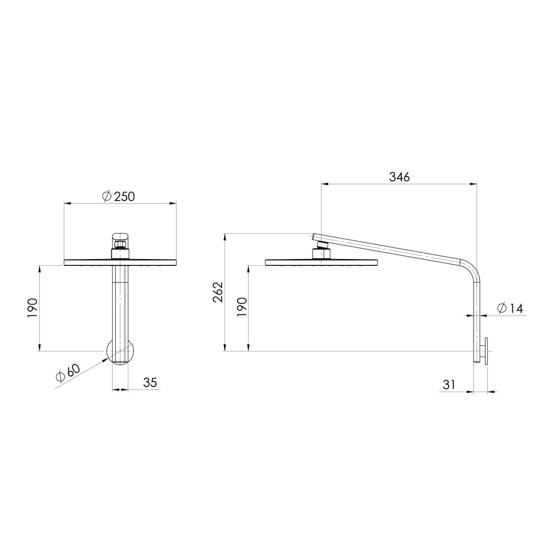 Oxley High-Rise Shower Arm & Rose - 4 Star