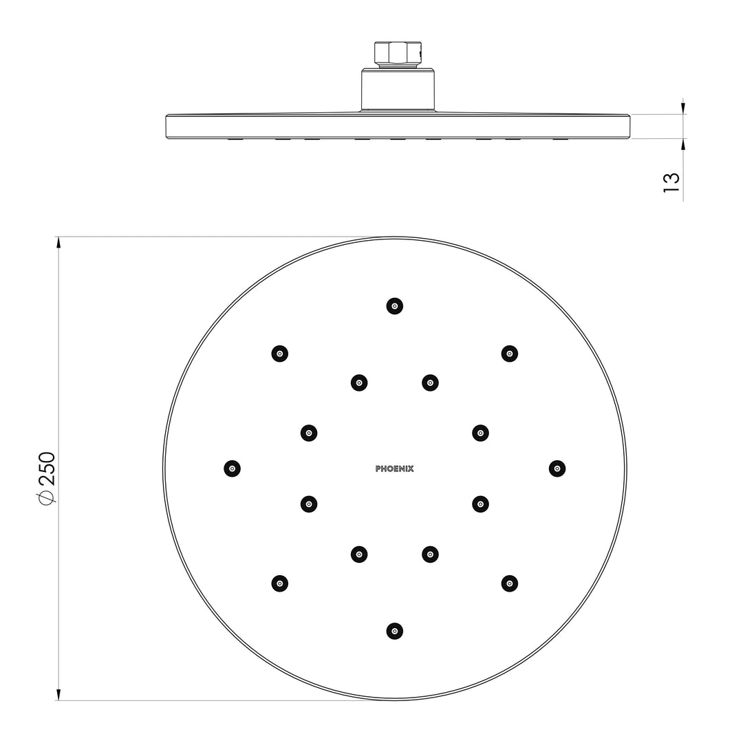 LuxeXP Shower Rose 250mm Round
