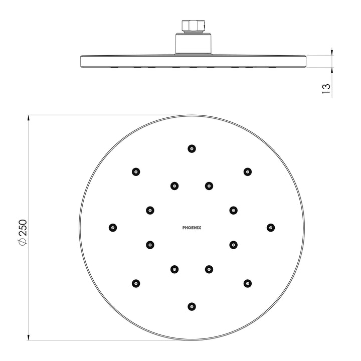 LuxeXP Shower Rose 250mm Round