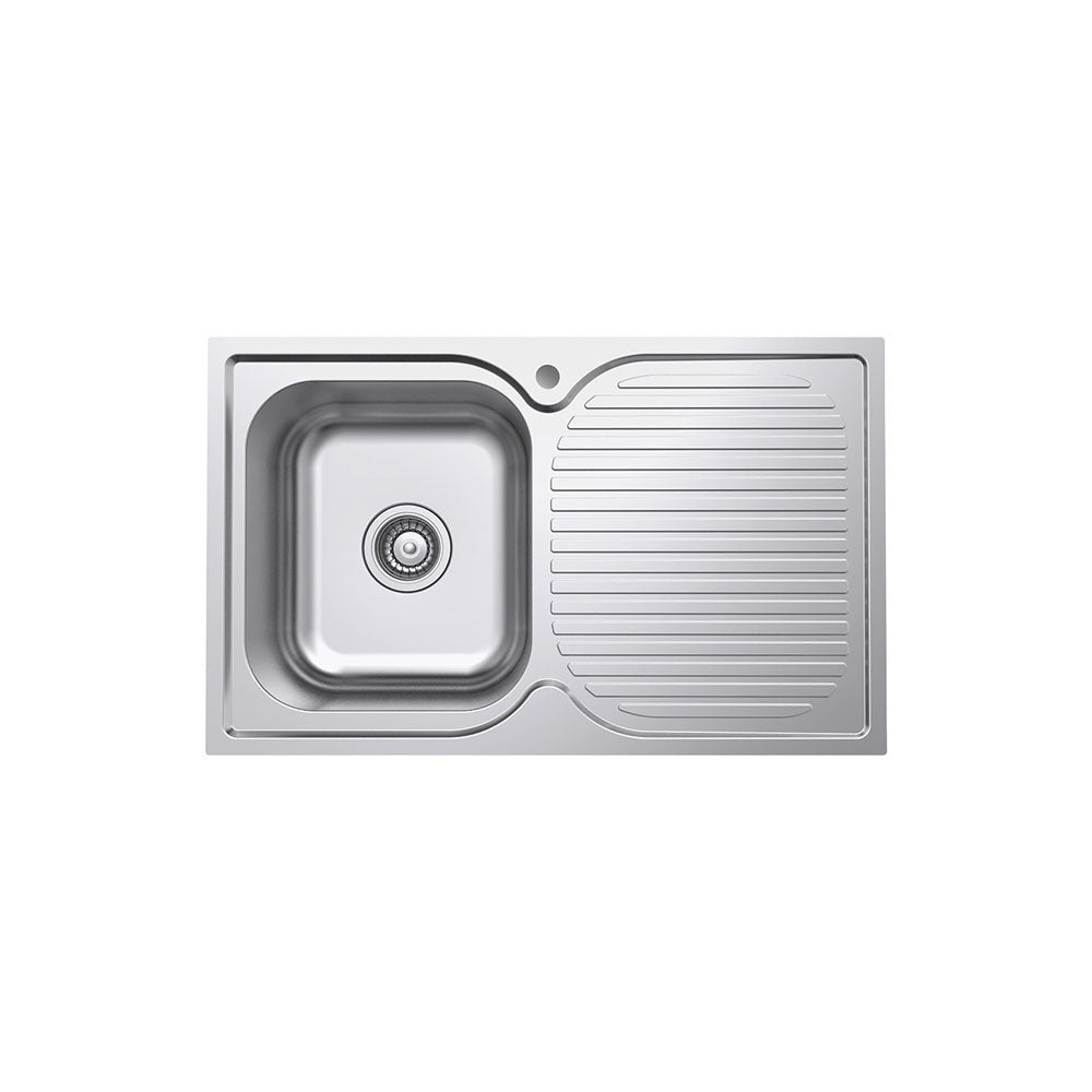 Tiva 780 Single Kitchen Sink with Drainer, Left Bowl– Pilbara Bathroom Warehouse Perth and regional Western Australia