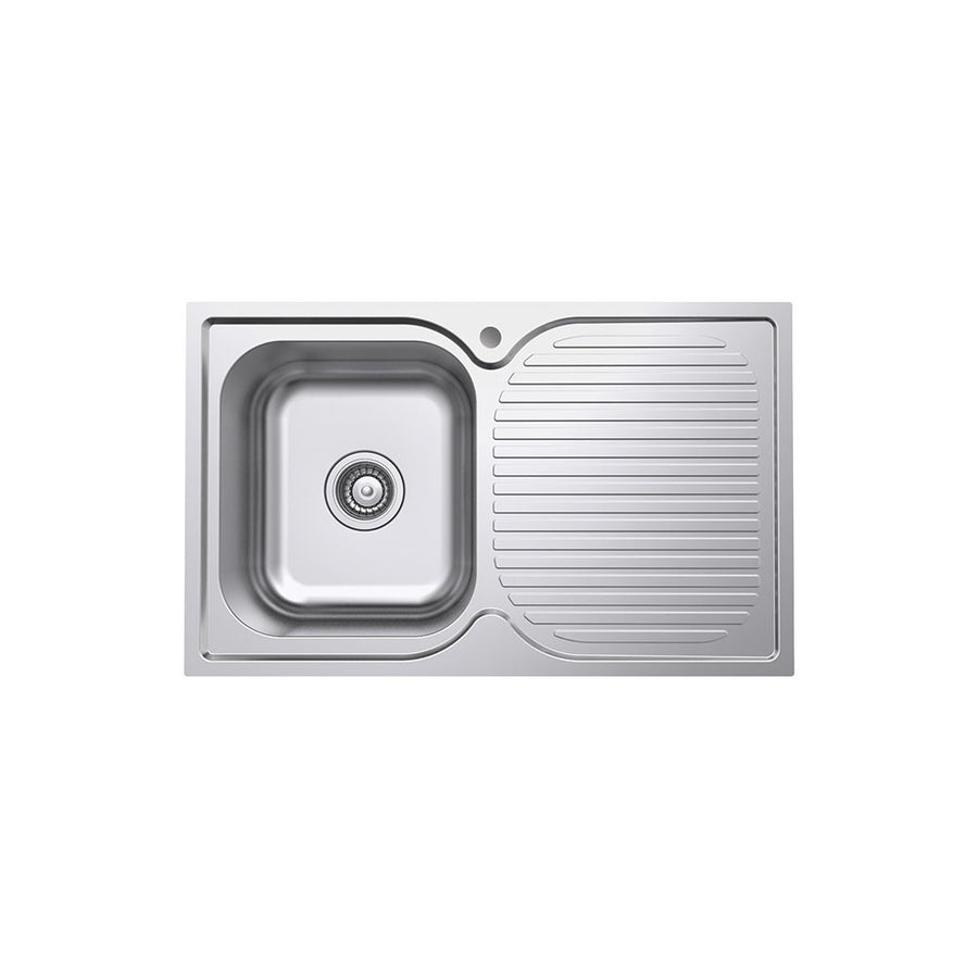 Tiva 780 Single Kitchen Sink with Drainer, Left Bowl– Pilbara Bathroom Warehouse Perth and regional Western Australia