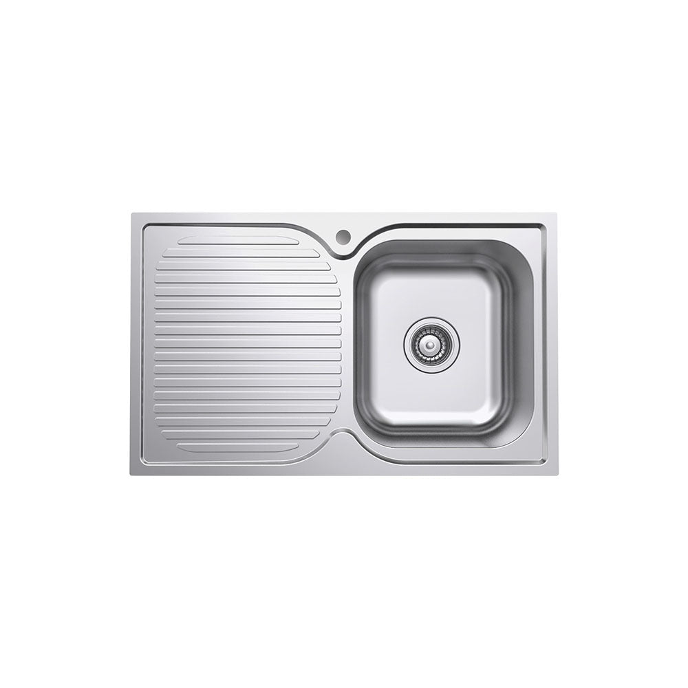 Tiva 780 Single Kitchen Sink with Drainer, Right Bowl– Pilbara Bathroom Warehouse Perth and regional Western Australia