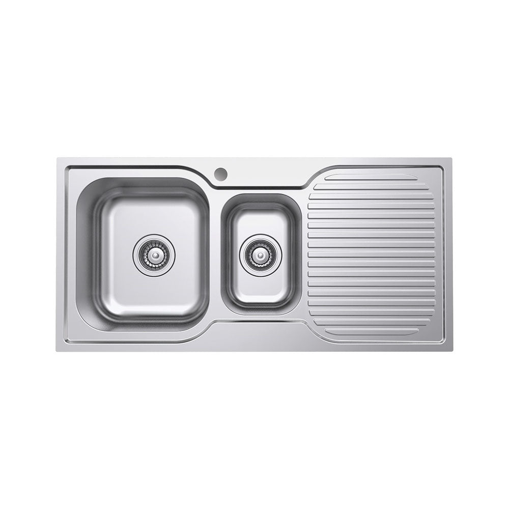 Tiva 980 1.5 Kitchen Sink with Drainer, Left Bowl– Pilbara Bathroom Warehouse Perth and regional Western Australia