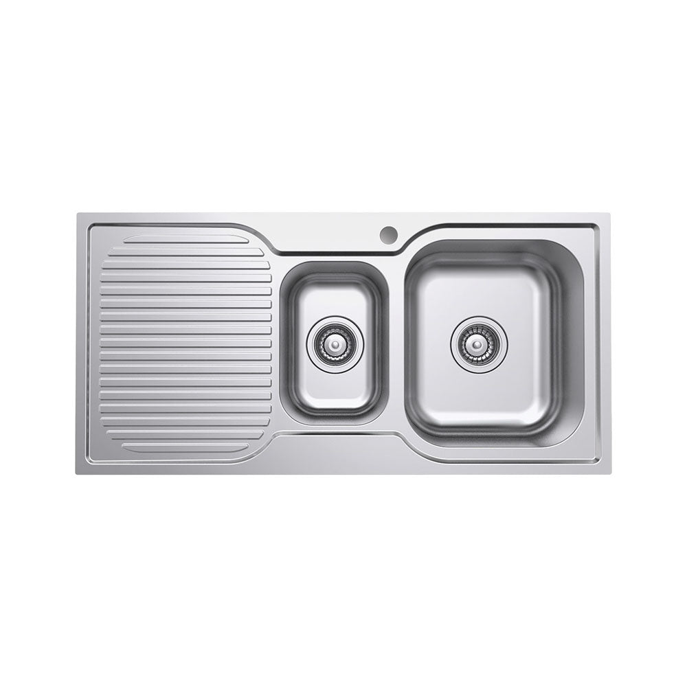 Tiva 980 1.5 Kitchen Sink with Drainer, Right Bowl– Pilbara Bathroom Warehouse Perth and regional Western Australia