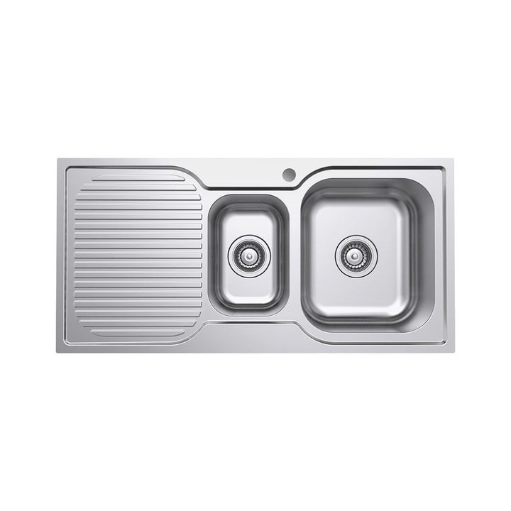 Tiva 980 1.5 Kitchen Sink with Drainer, Right Bowl– Pilbara Bathroom Warehouse Perth and regional Western Australia