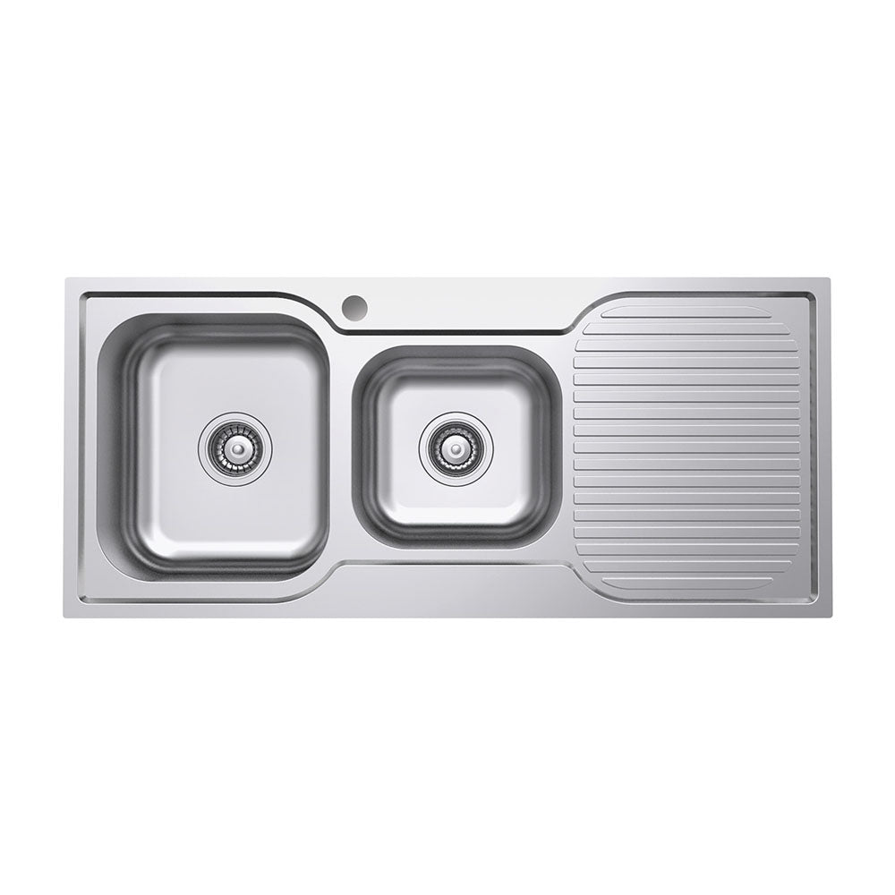 Tiva 1080 1.75 Kitchen Sink with Drainer, Left Bowl– Pilbara Bathroom Warehouse Perth and regional Western Australia