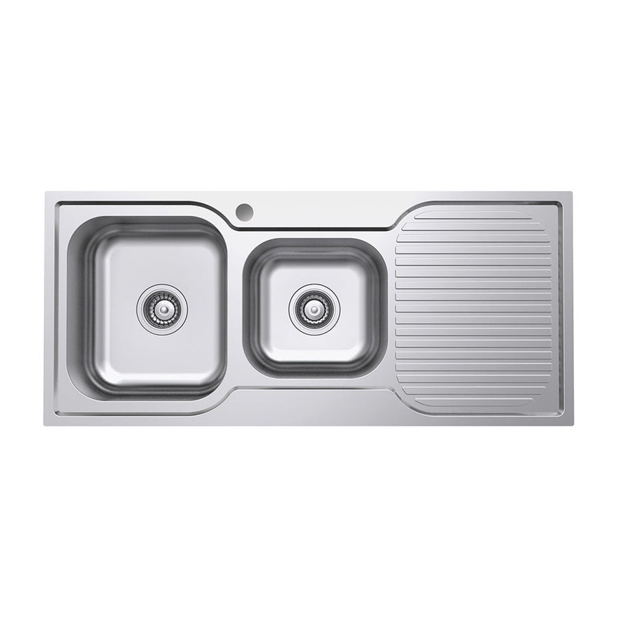 Tiva 1080 1.75 Kitchen Sink with Drainer, Left Bowl– Pilbara Bathroom Warehouse Perth and regional Western Australia