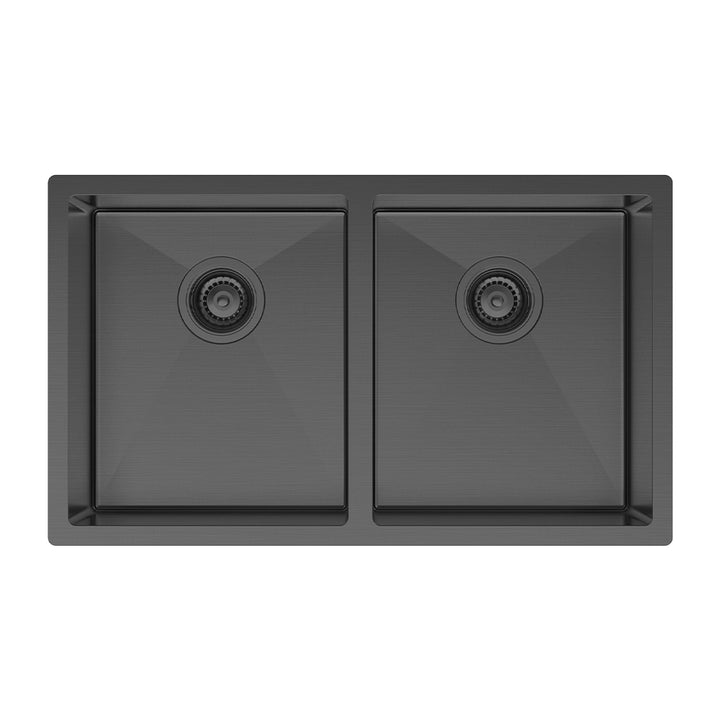 Hana 27L/27L Double Kitchen Sink – PVD Carbon Metal | Pilbara Bathroom Warehouse Perth and regional Western Australia