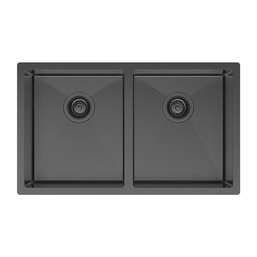 Hana 27L/27L Double Kitchen Sink – PVD Carbon Metal | Pilbara Bathroom Warehouse Perth and regional Western Australia
