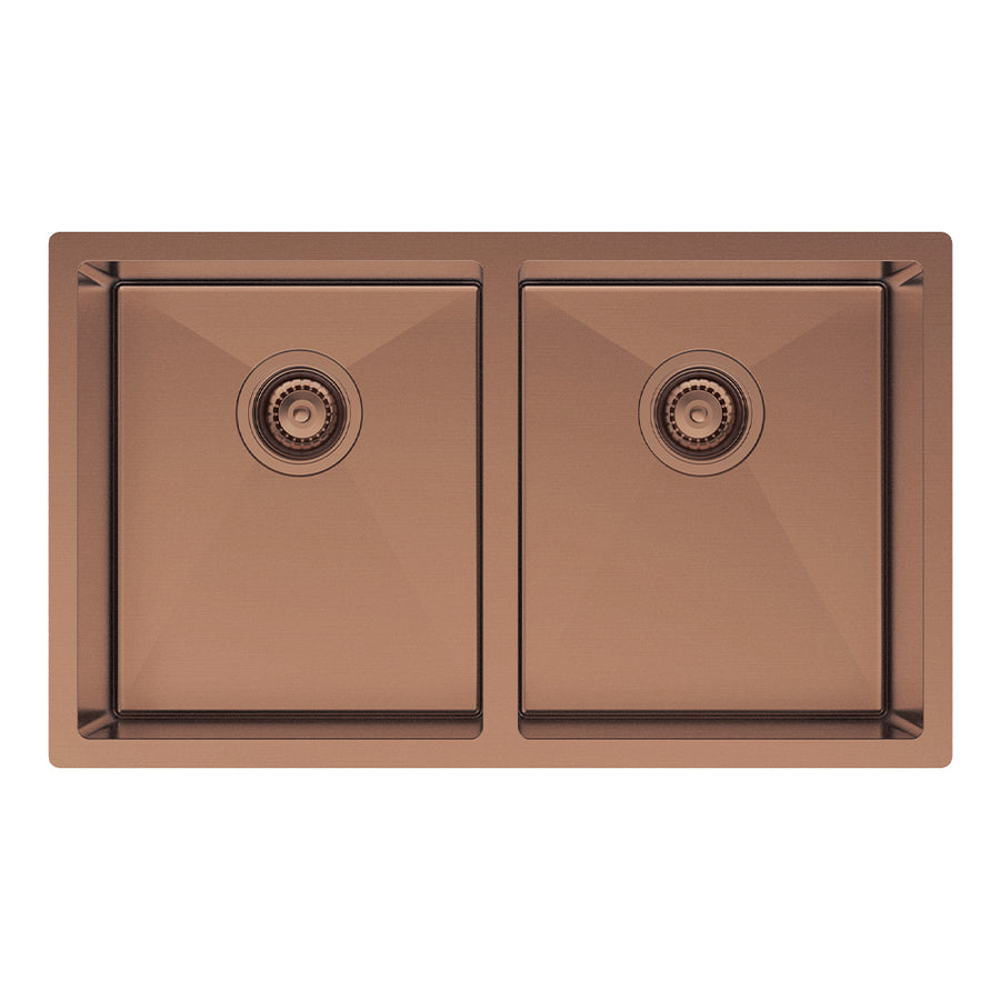 Hana 27L/27L Double Kitchen Sink – PVD Brushed Copper | Pilbara Bathroom Warehouse Perth and regional Western Australia