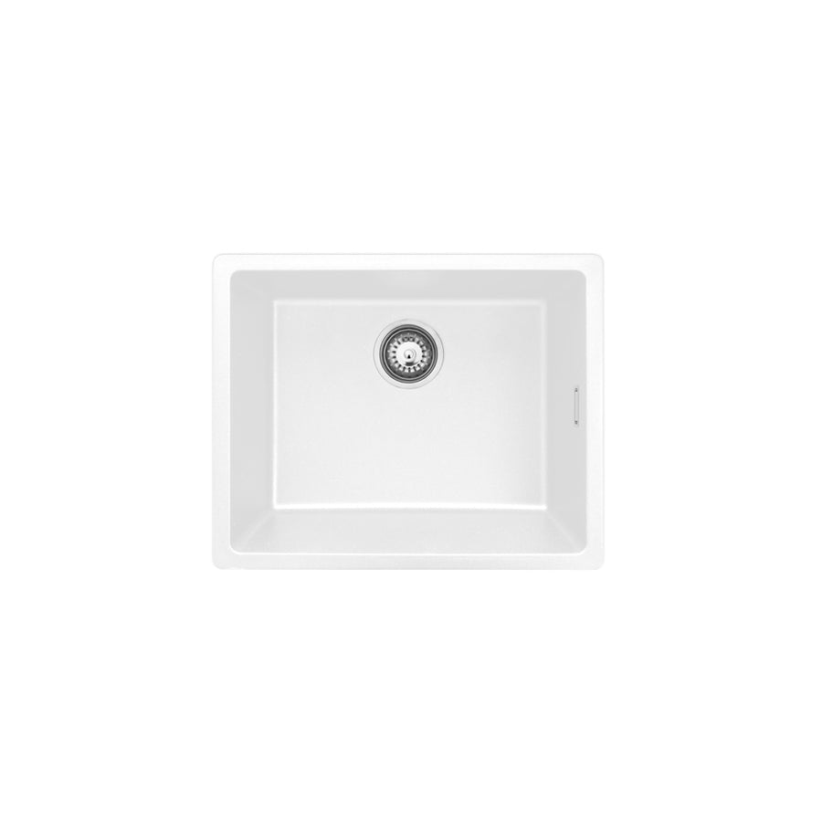 Kuro Granite 38L Single Bowl Kitchen Sink – Matte White | Pilbara Bathroom Warehouse Perth and regional Western Australia