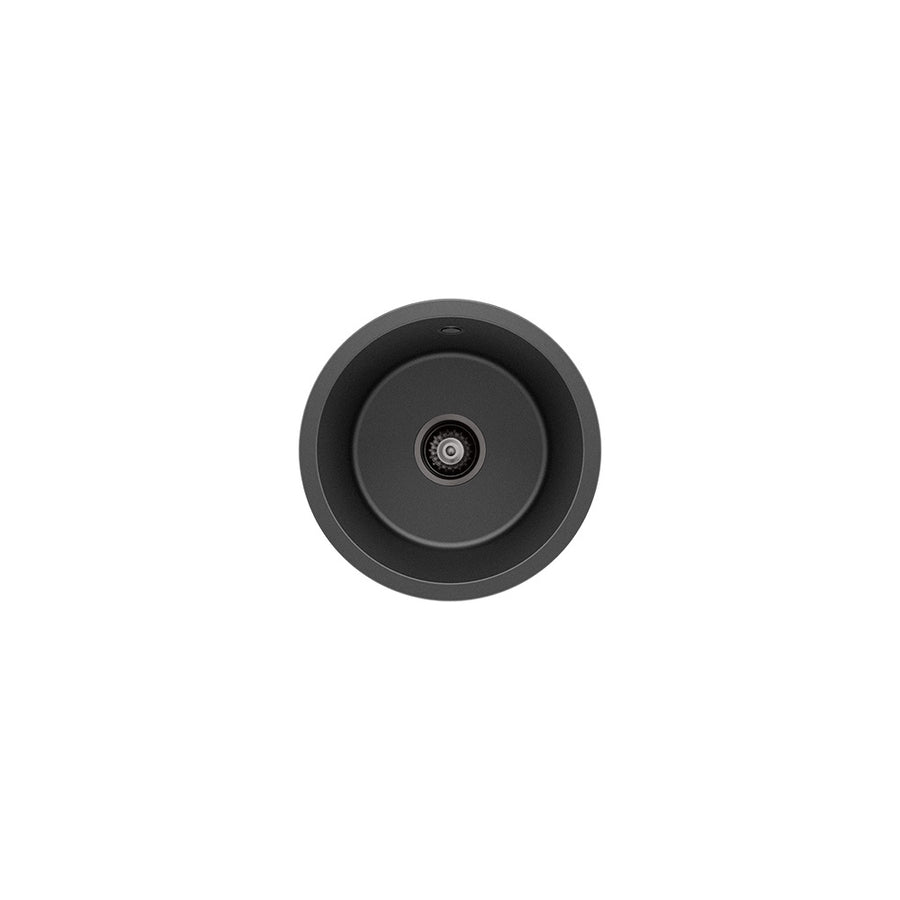 Kuro Granite 22L Round Single Bowl Kitchen Sink – Matte Black | Pilbara Bathroom Warehouse Perth and regional Western Australia