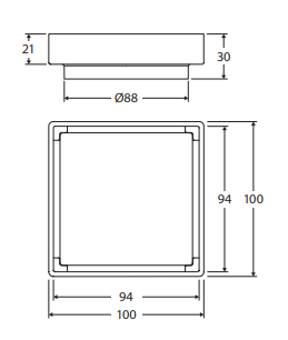 Square Tile 2-in-1 Floor Waste, 88mm Outlet, Urban Brass