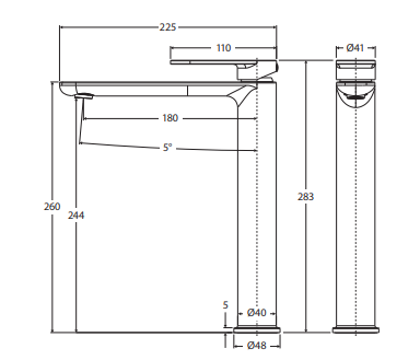 Empire Slim Cold Start Tall Basin Mixer, Chrome