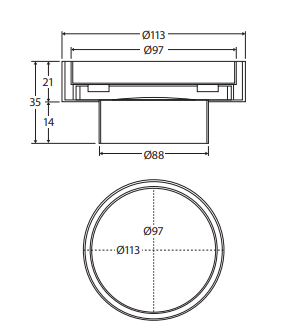 Round 2-in-1 Tile Bed Floor Waste, 88mm Outlet, Matte Black