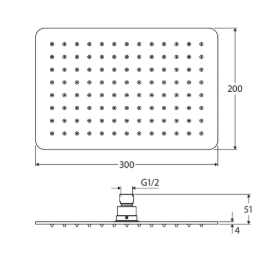 Koko Rectangular Shower Head, Matte Black