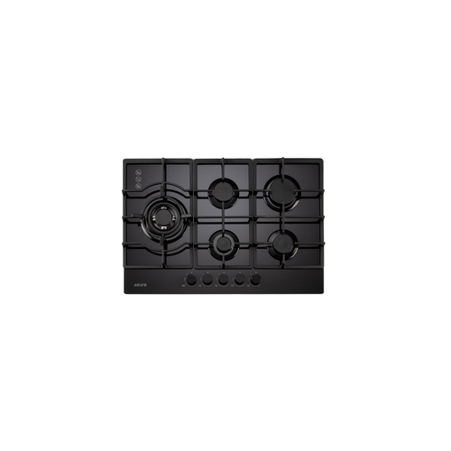 75cm Gas on Glass Cooktop Wok/, Cast Iron trivits/ Black Glass | Pilbara Bathroom Warehouse - Perth, Western Australia