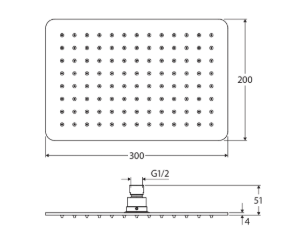 Koko Rectangular Shower Head, Chrome