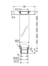 Round Shower Dropper, 100mm, Urban Brass